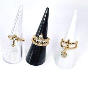 bebe Stacking Rings - Set of 5 Gold Rings - Charm Ring